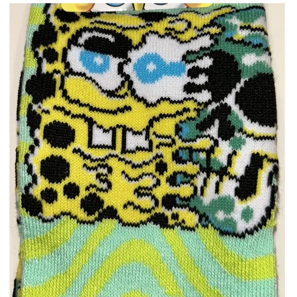 SpongeBob & Patrick Crew Socks 2 Pair Men's 6.5-12 Green Yellow Pink SquarePants - Picture 8 of 11